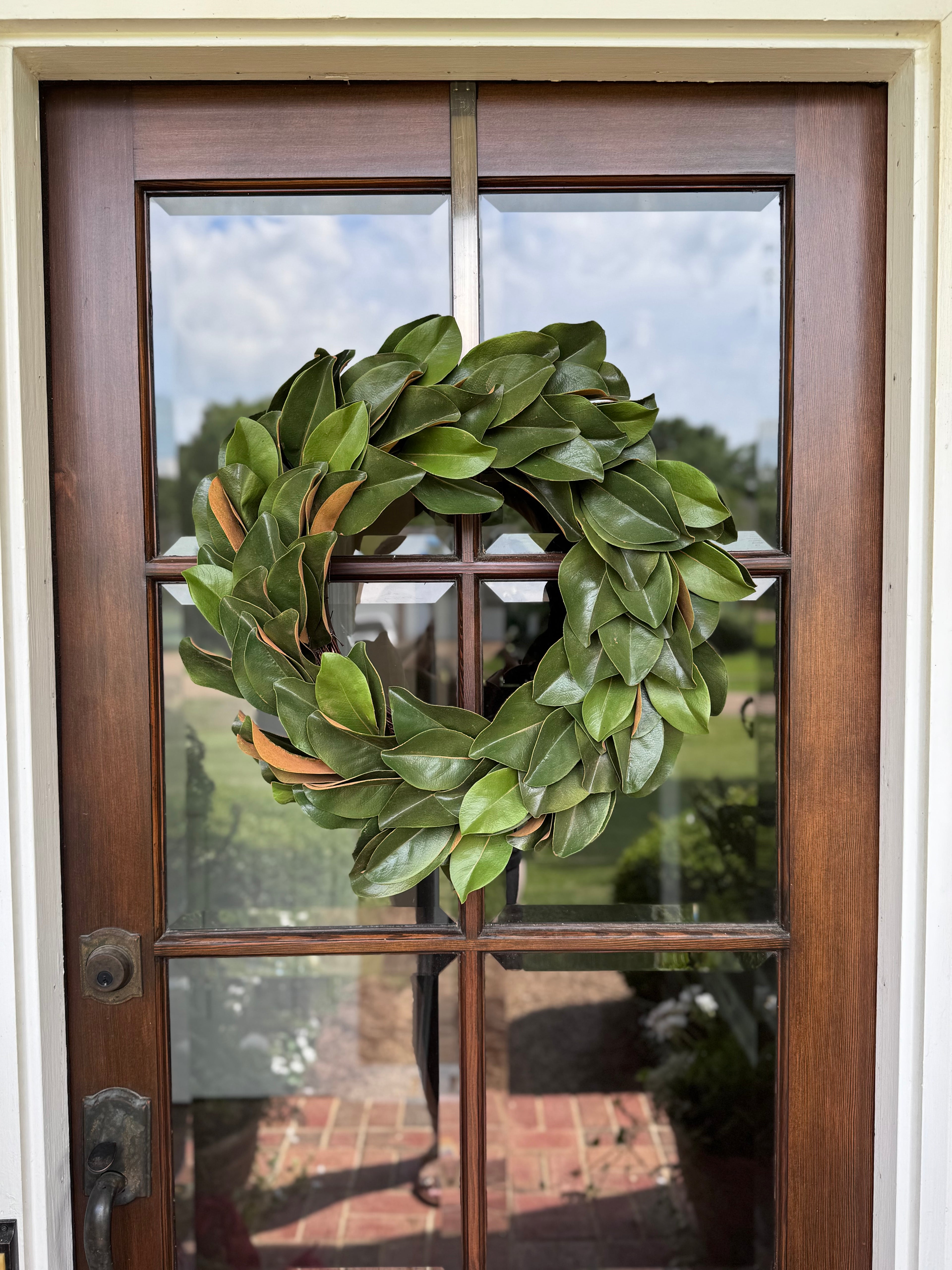 Real touch luxury faux magnolia wreath 