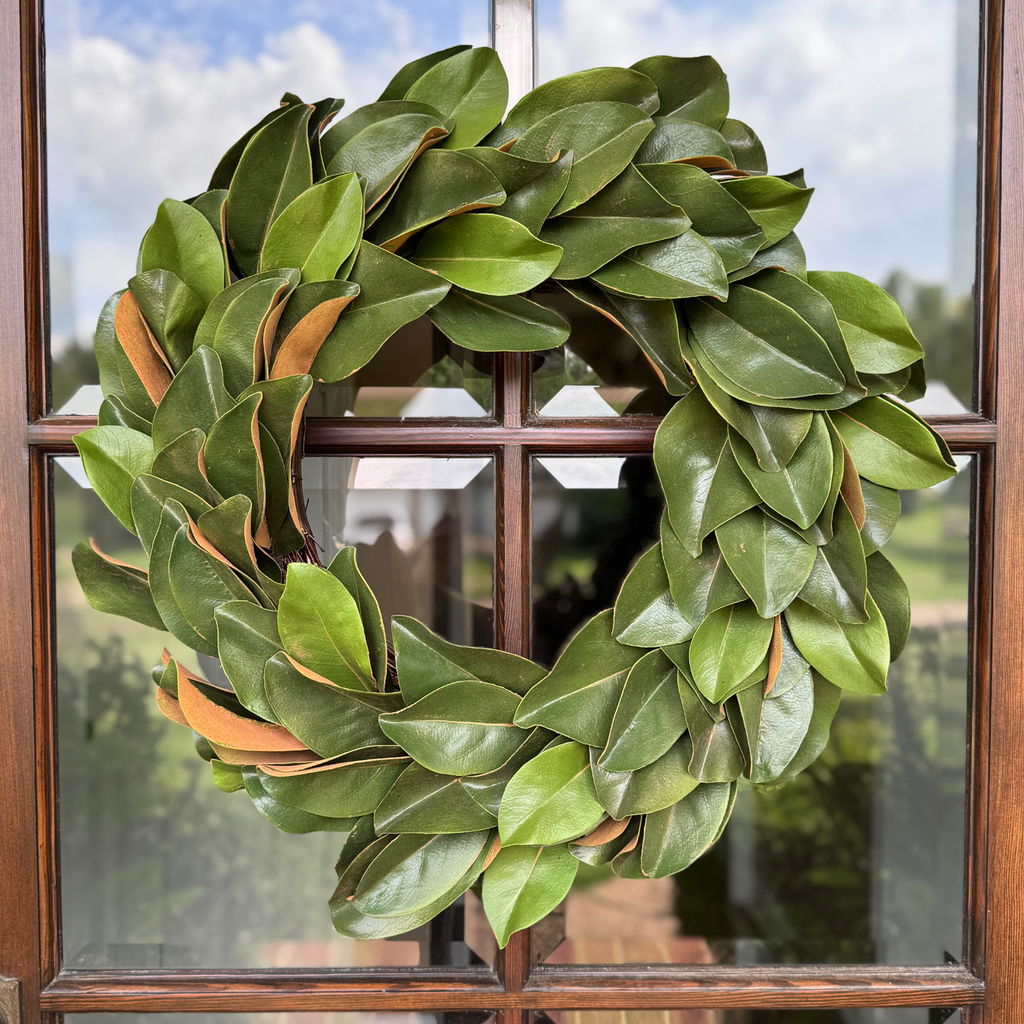 Real touch luxury faux magnolia wreath 