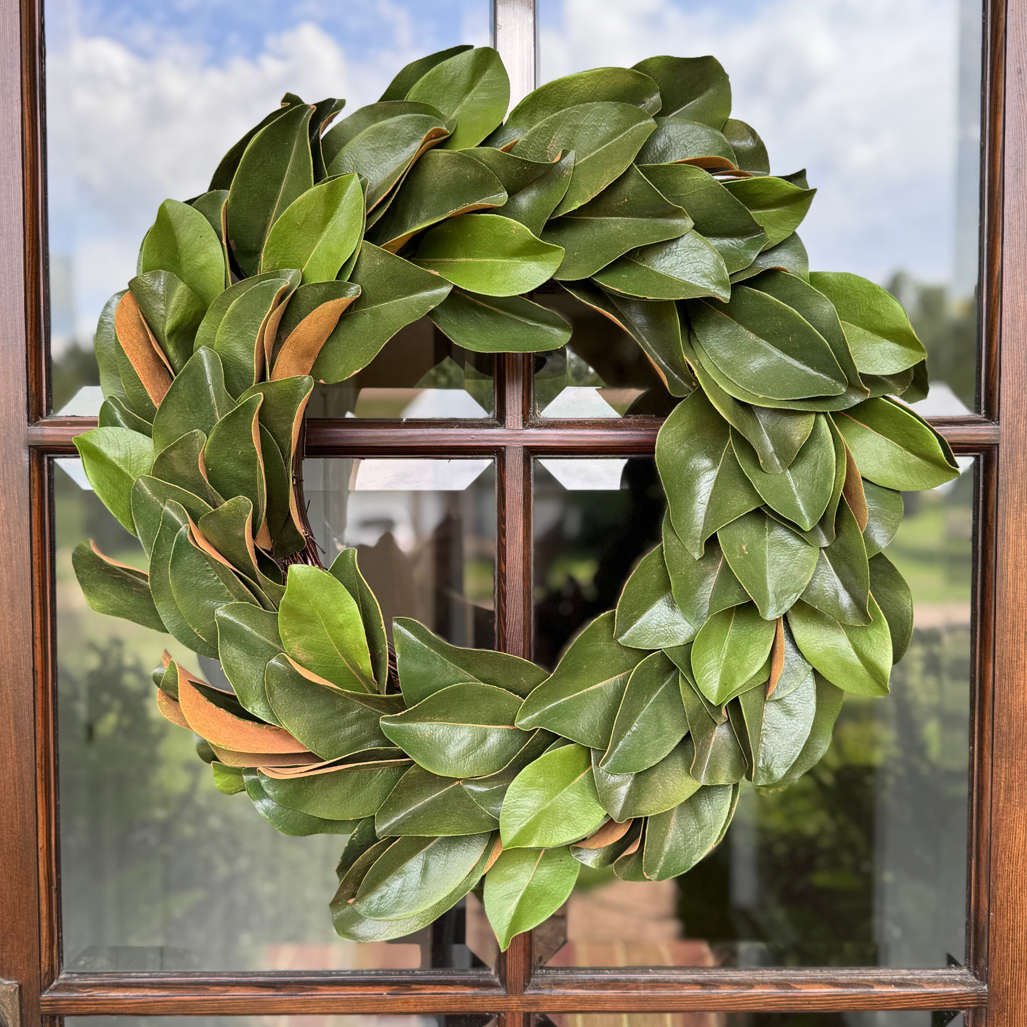 Real touch luxury faux magnolia wreath 