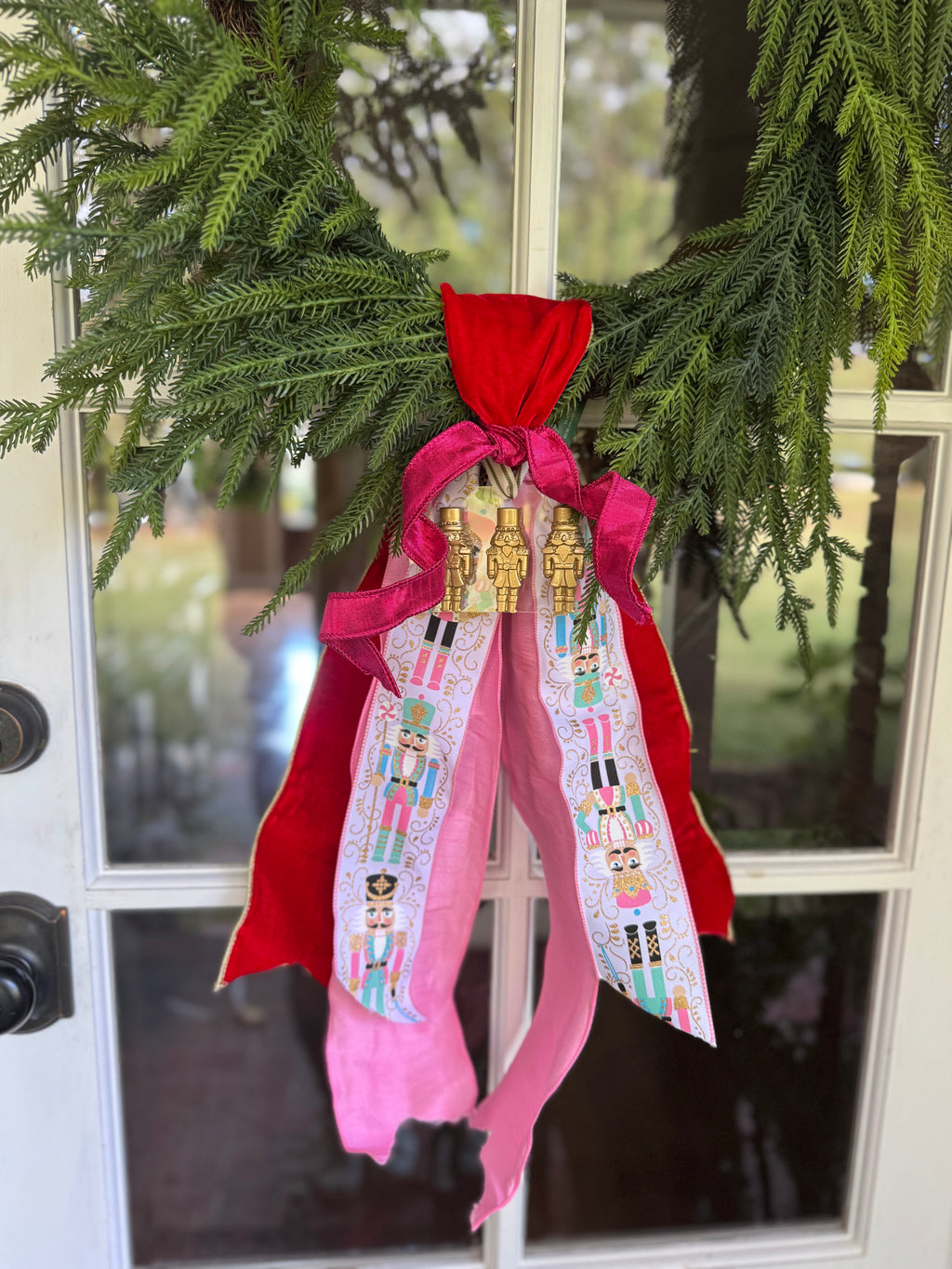 gold and acrylic nutcracker christmas wreath ornament