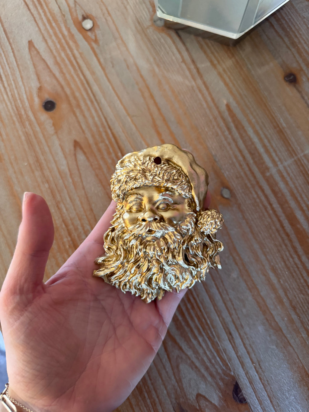 Gold santa wreath ornament