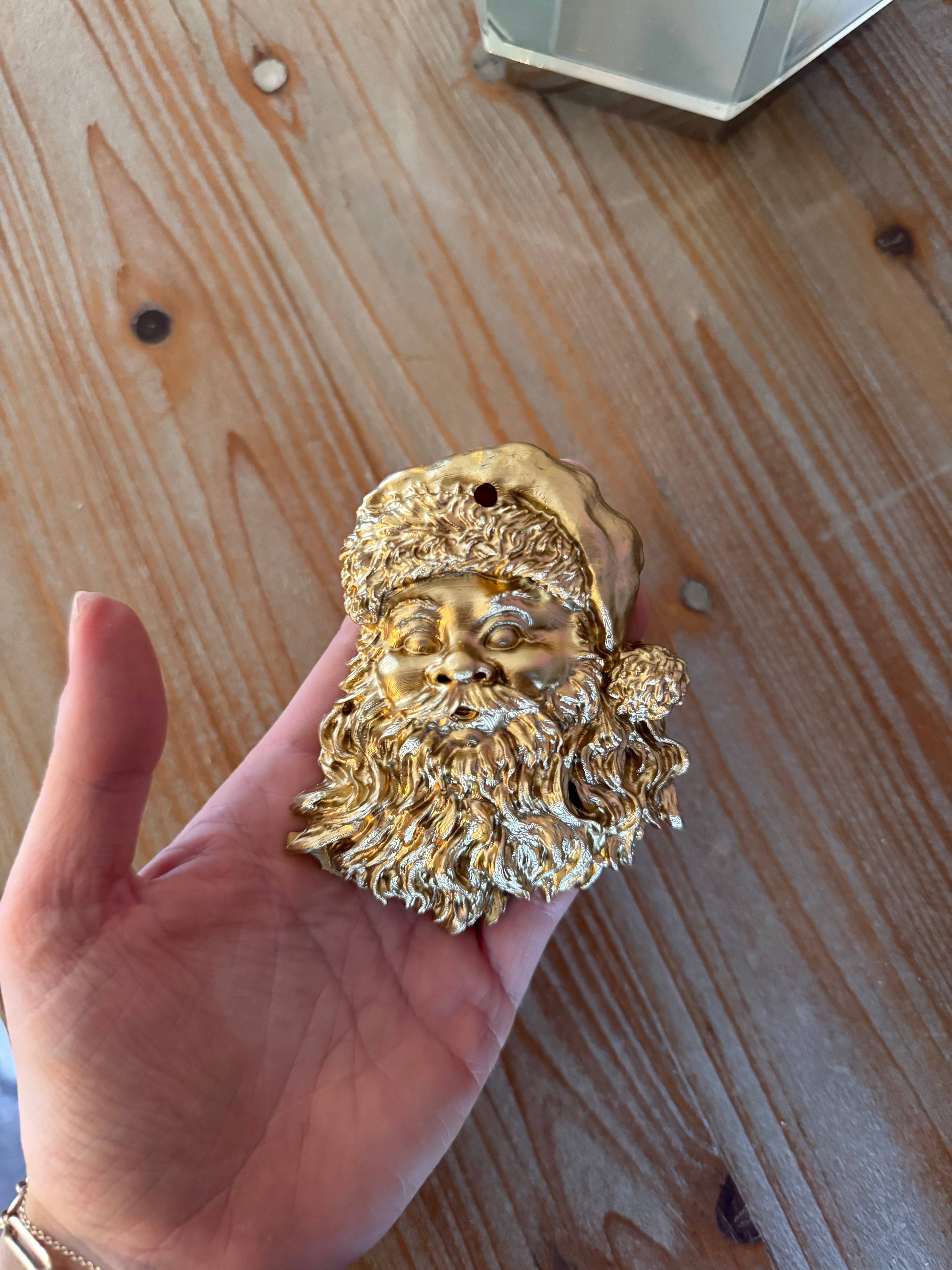 Gold santa wreath ornament