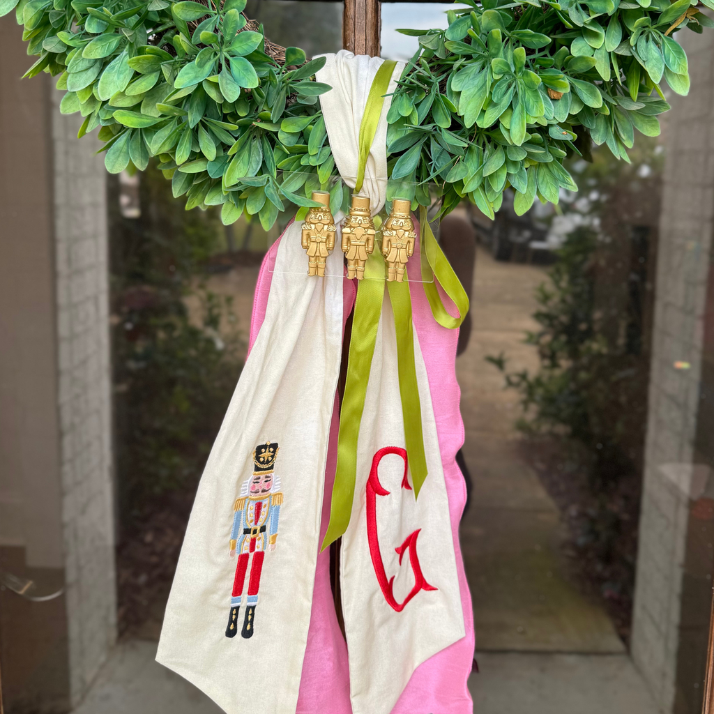 gold and acrylic nutcracker christmas wreath ornament